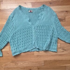 Source Unknown Seafoam Knit Crop Cardigan